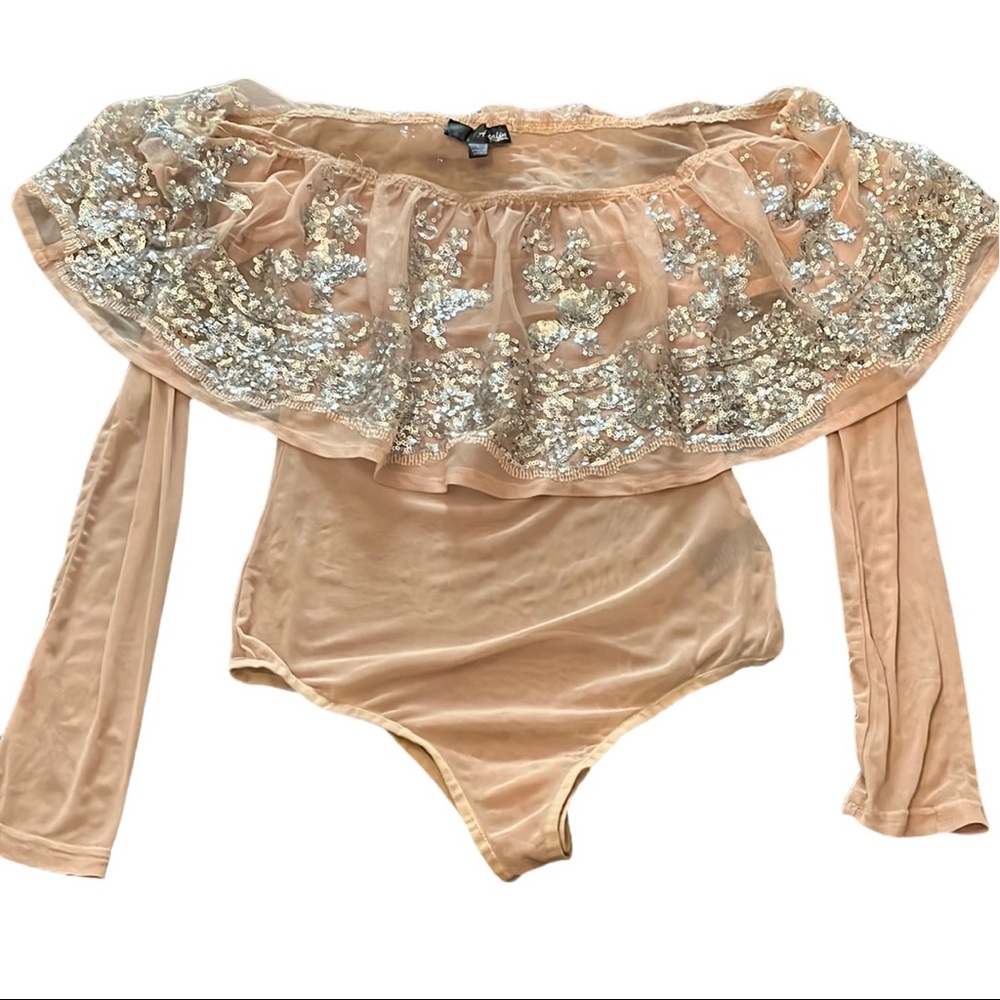 Sparkly nude mesh bodysuit